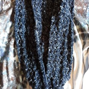 Infinity Scarf Crochet Cowl Navy Blue Long New